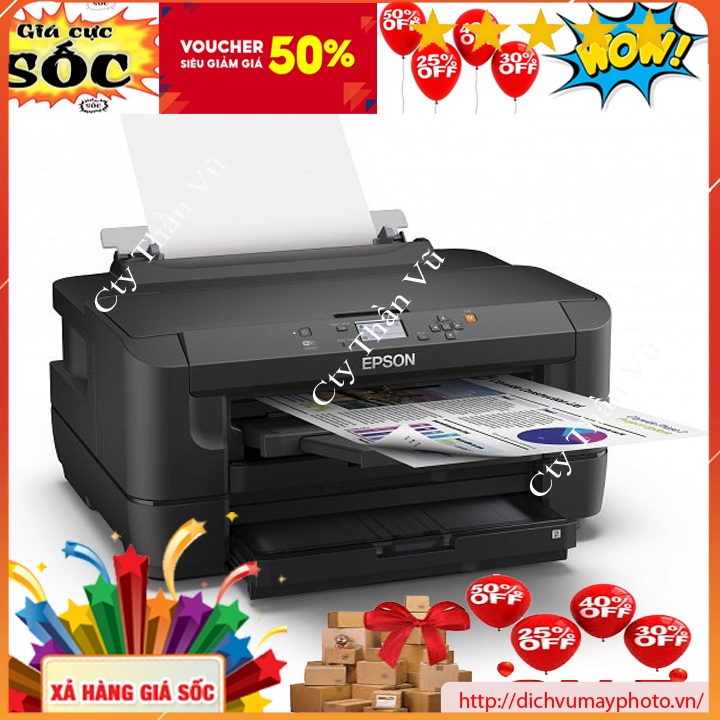 Máy in phun màu cũ khổ A3 Epson 7110DTW hàng like new đa chức năng in wifi in 2 mặt tự động bảo hành NOVADO