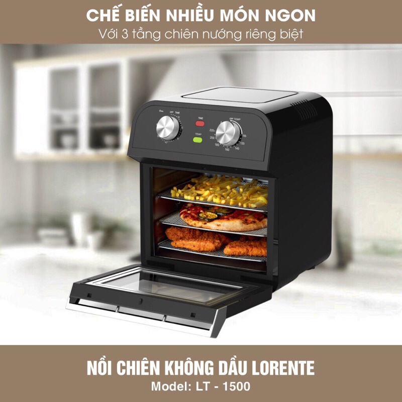 Nồi chiên không dầu kiêm lò nướng đa năng 15L Lorente LT1500