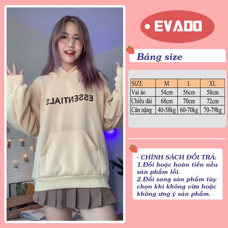Áo hoodie Essentials nam nữ form rộng chất nỉ bông có size phù hợp mặc đôi drew bigsize   EVADO HD03 | BigBuy360 - bigbuy360.vn
