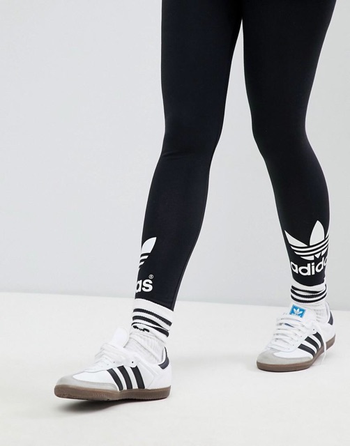 (Hàng Xuất Xịn) Quần legging das đơn giản logo dưới mắt cá 1478 Adicolor Double Trefoil Tights
