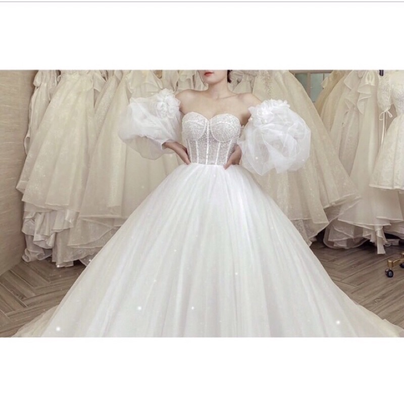 Tay rời váy cưới thiết kế siêu sang