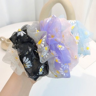 Dây buộc tóc scrunchies hot hit 2020 siêu xinh đẹp - loại vải lưới in hoa cúc