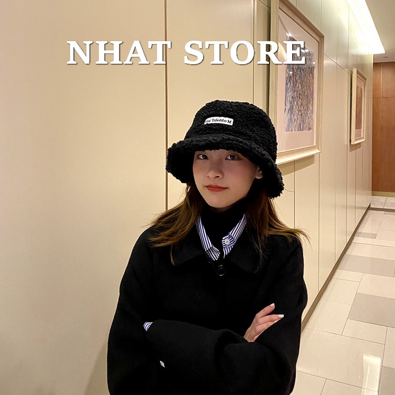 Mũ Bucket lông cừu mềm siêu dễ thương phong cách Hàn Quốc (có ảnh thật) - Nón MU04