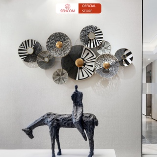Tranh sắt treo tường nghệ thuật SENCOM, tranh lớn decor treo phòng khách xám gương - A2224