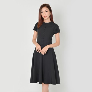 Đầm xòe công sở thời trang eden phối nút - d330