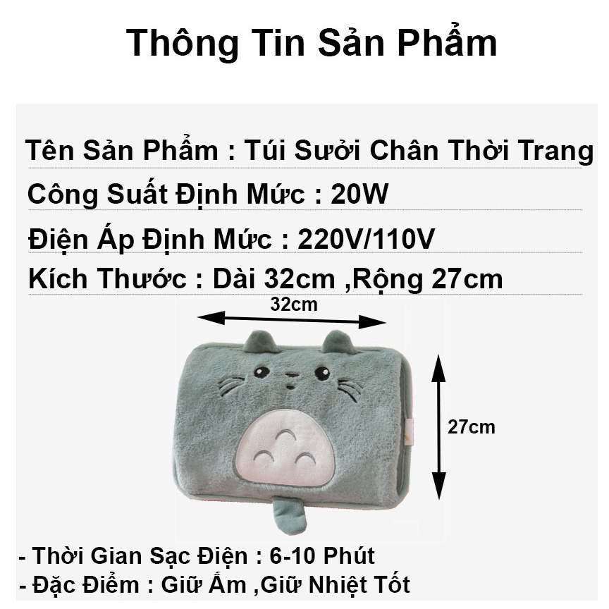 Túi sưởi ấm cắm điện mini hình thú XUXI túi sưởi ấm chân tay sạc điện mùa đông giữ nhiệt tốt