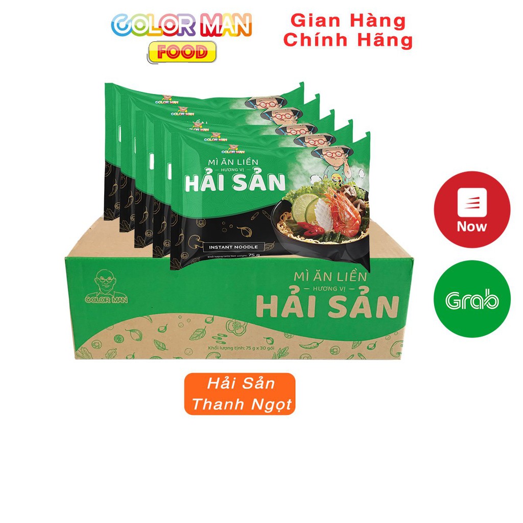 Thùng Mì Gói Color Man 30 GÓI MIX 15 gói Hải Sản - 15 gói Chua Cay sản xuất từ 100% khoai tây | BigBuy360 - bigbuy360.vn