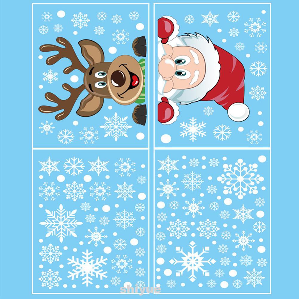 8pcs Fashion Wall Art PVC Party Supplies Kids Room Christmas Decor Santa Claus White Snow Window Sticker