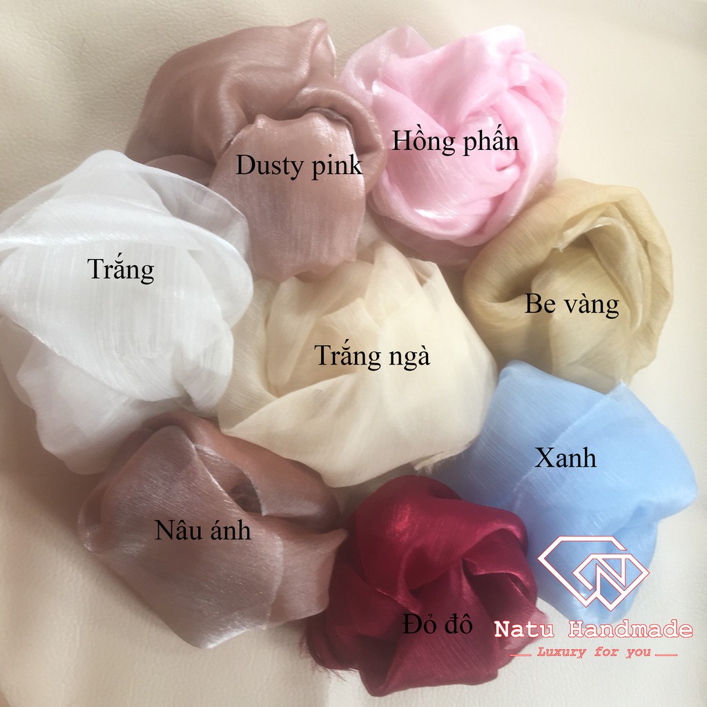 [FREE SHIP] - Vải làm hoa cài áo - Tơ xước, tơ organza - 1m