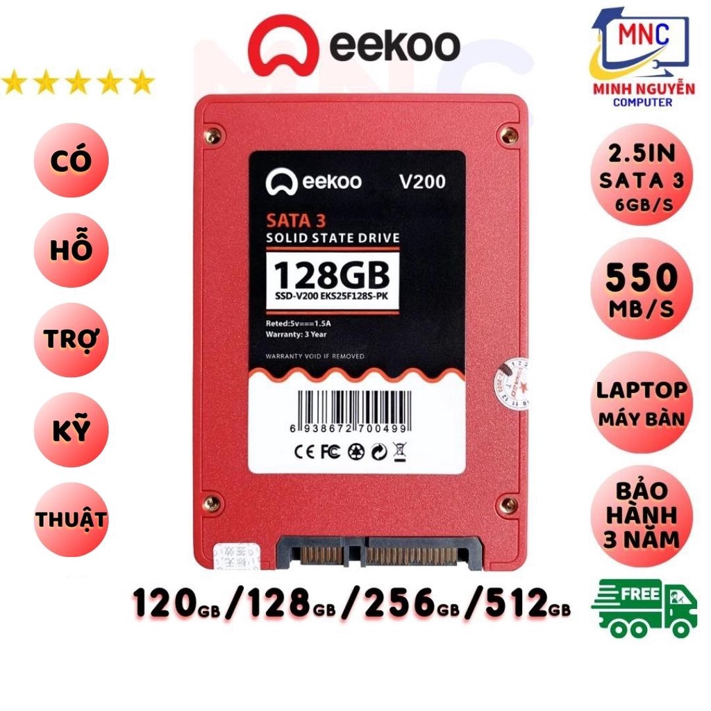 Ổ Cứng SSD EEKOO 120GB/128GB/256GB 2.5 SATA 3 New 100% - Chính Hãng - Bảo Hành 3 Năm 1 Đổi 1