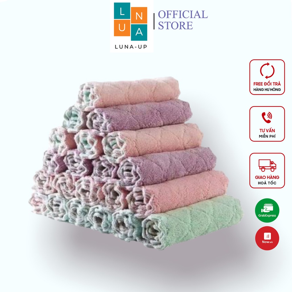 Khăn lau đa năng LUNA UP ,lau bát đĩa, cốc chén thấm nước chống dính dầu mỡ hai mặt