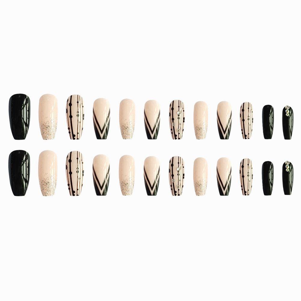 XIANTIN Hộp 24 Móng Tay Giả Che Phủ Toàn Diện Họa Tiết Cẩm Thạch / Kim Cương Giả Có Thể Tháo Rời