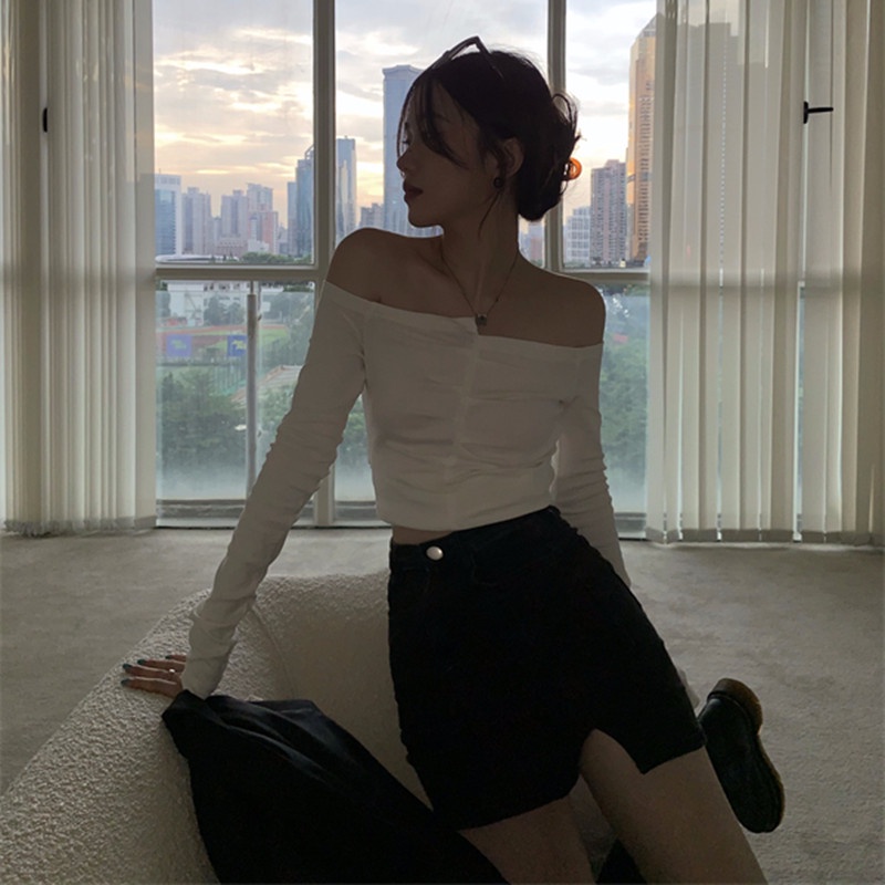 Áo Thun Trễ Vai Thiết Kế Quyến Rũ Độc Đáo Cho Nữ