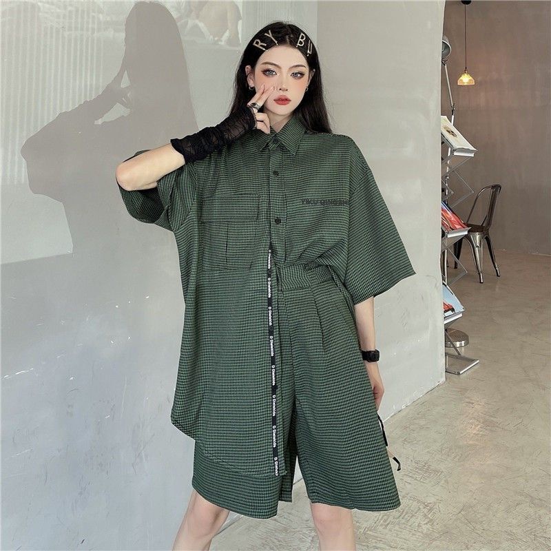 Set đồ áo sơ mi quần lửng ulzzang siêu chất