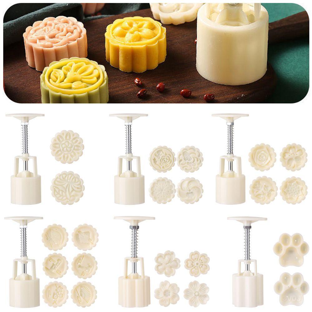Khuôn Nhấn Tay Làm Bánh Trung Thu Bằng Nhựa 50g DIY