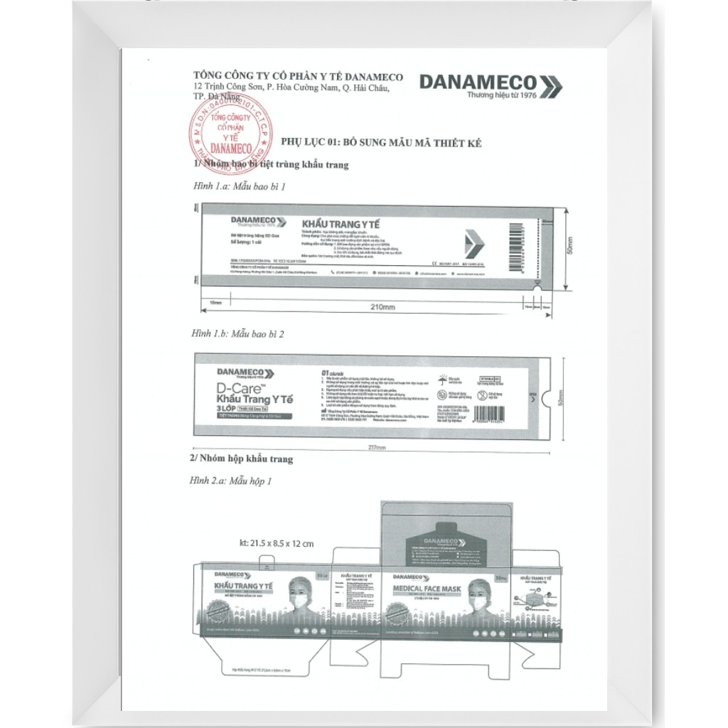 Khẩu trang y tế ĐÃ TIỆT TRÙNG Danameco 1 cái/gói-50 cái/ hộp