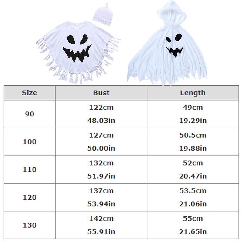 Kids Ghost Cloak Cape Cosplay Costumes Toddlers Outfit Party Role Play Halloween gift