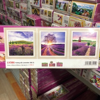(THANH LÝ) TRANH ĐÍNH ĐÁ CON ĐƯỜNG LAVENDER (3 BỨC) -TRANH CHƯA ĐÍNH