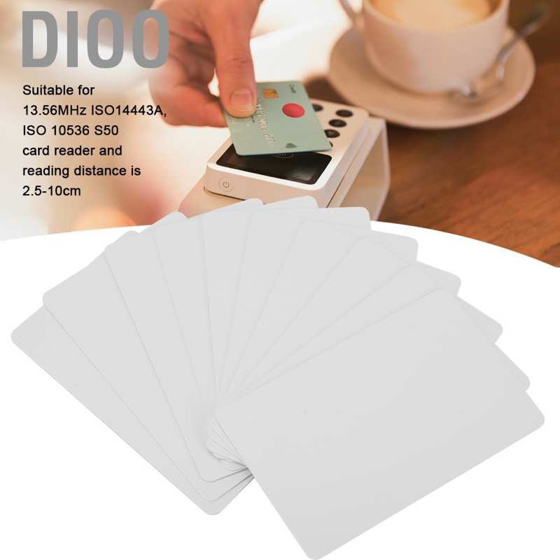 Dioo 10Pc NFC Contactless Card Tag S50 IC 13.56MHz RFID Readable Writable Access