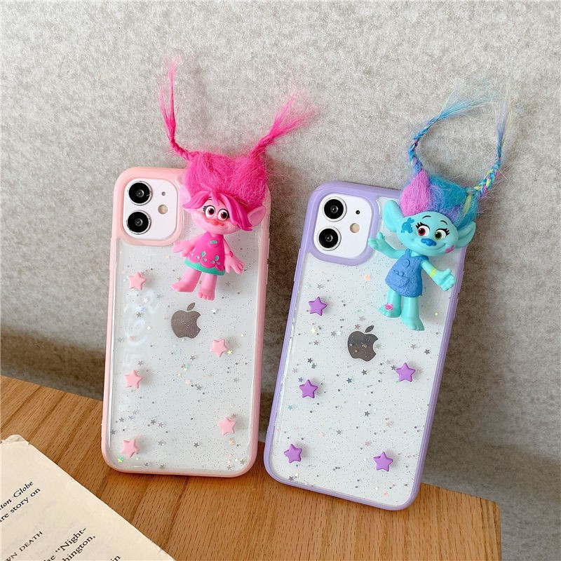 Ốp điện thoại silicone trong suốt đính búp bê cho iPhone11ProMax/7/8plusXR | BigBuy360 - bigbuy360.vn