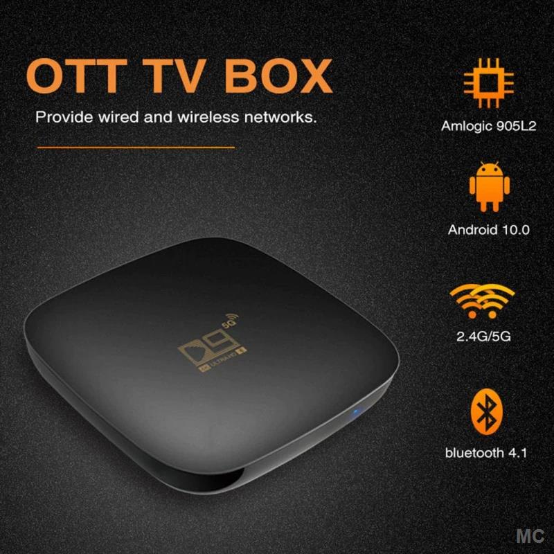 Đầu TV Box D9 Android 10.0 2.4 / 5G WIFI Không Dây KèM Phụ KiệN