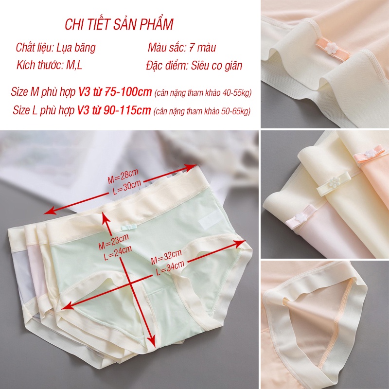 Quần lót nữ lụa băng - Quần chip nữ siêu co giãn đính nơ màu pastel rất đẹp Havana FLQ179