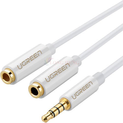 Cáp chuyển AV 3.5mm sang 2 đầu tai nghe Ugreen Audio Cable 25cm AV134 - Hàng chính hãng - Hoàn thiện bằng chất liệu PVC