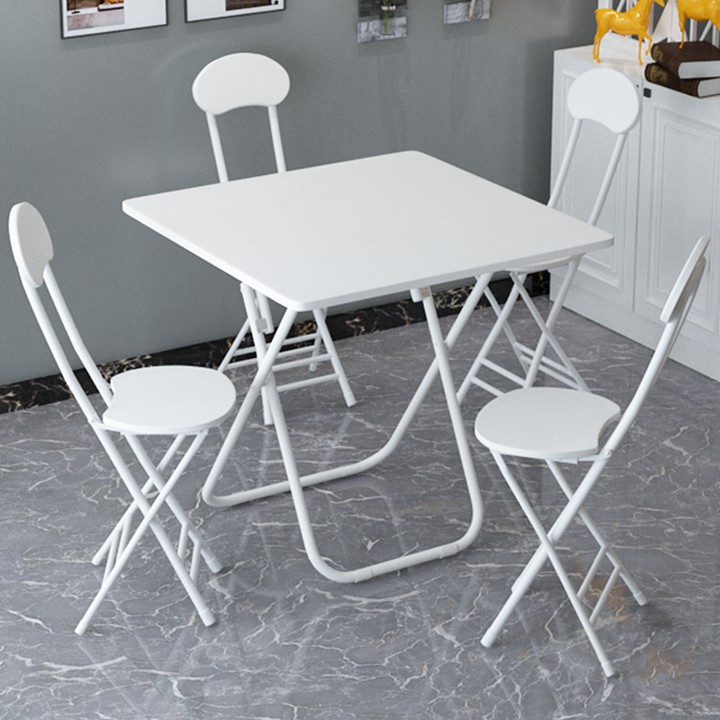 Bộ bàn ăn giá rẻ xếp gọn thông minh tiện lợi, bộ bàn ghế phòng bếp gia đình nhỏ gấp gọn [1 Bàn 4 Ghế] KT: 60x60x74Cm