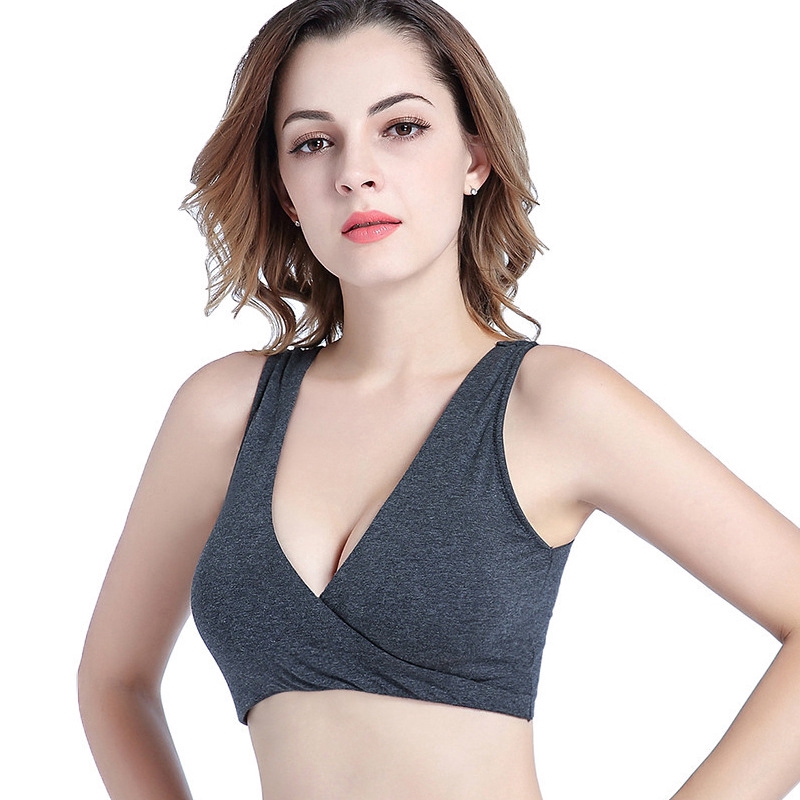 Áo ngực viền chéo thoáng khí size M-XXL với 4 màu tùy chọn cho bà bầu