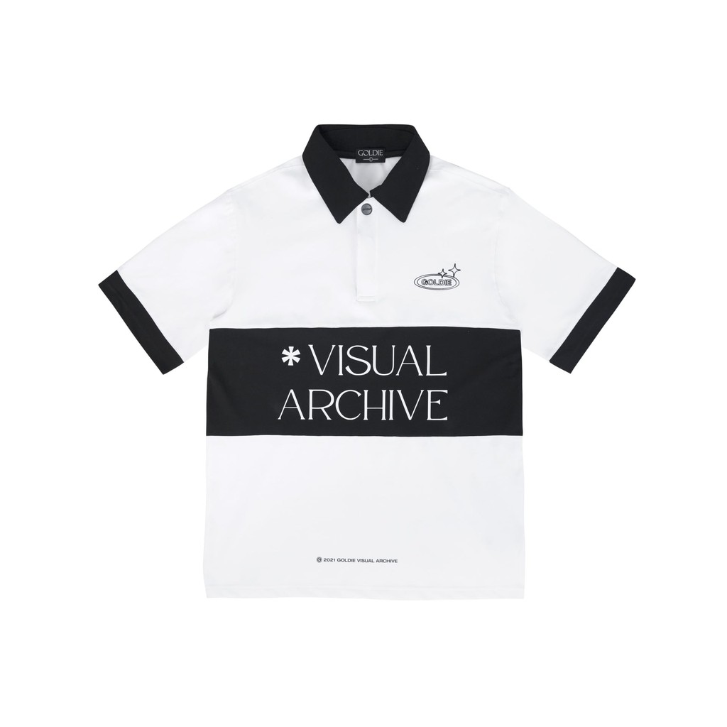 [Mã INCU50 giảm 50K đơn 250K] Áo polo 'GOLDIE PANELED' ghép mảnh màu trắng