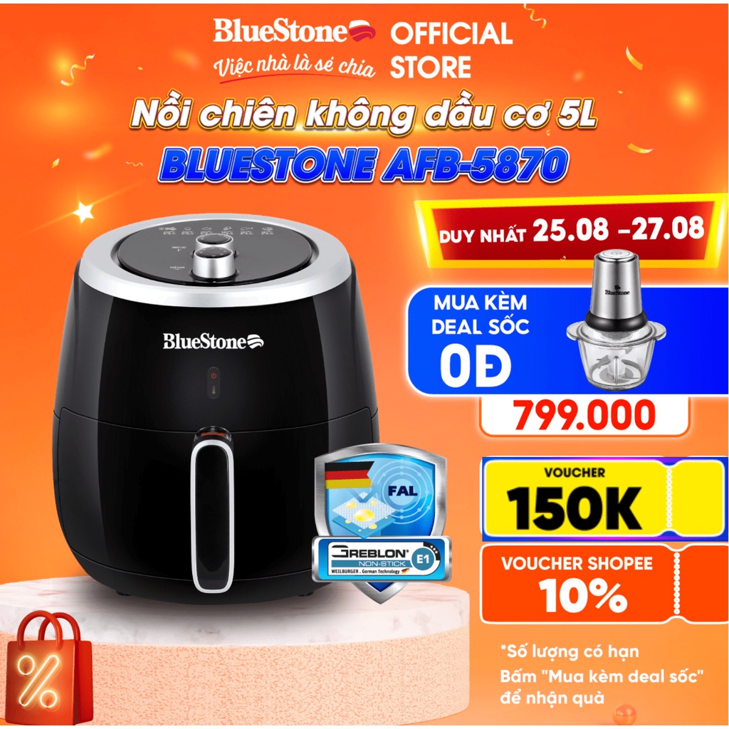 Nồi chiên không dầu cơ 5L BlueStone AFB-5870