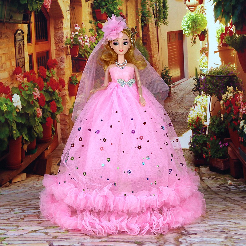 Búp Bê Barbie Mặc Đầm Cưới Cỡ Lớn Dễ Thương Cho Bé Gái