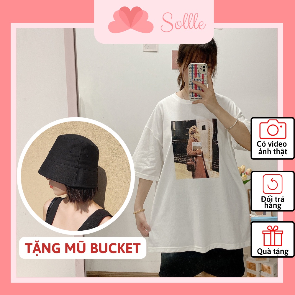 Áo thun trắng ngắn tay nam nữ in hình cô gái vintage, áo phông oversize cotton retro Sollle