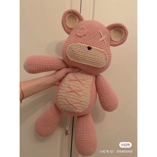 Gấu Bearbrick Nhồi Bông Bằng Len Dễ Thương Làm Quà Tặng - Thú Bông Handmade Đan Móc Thủ Công Bằng Tay