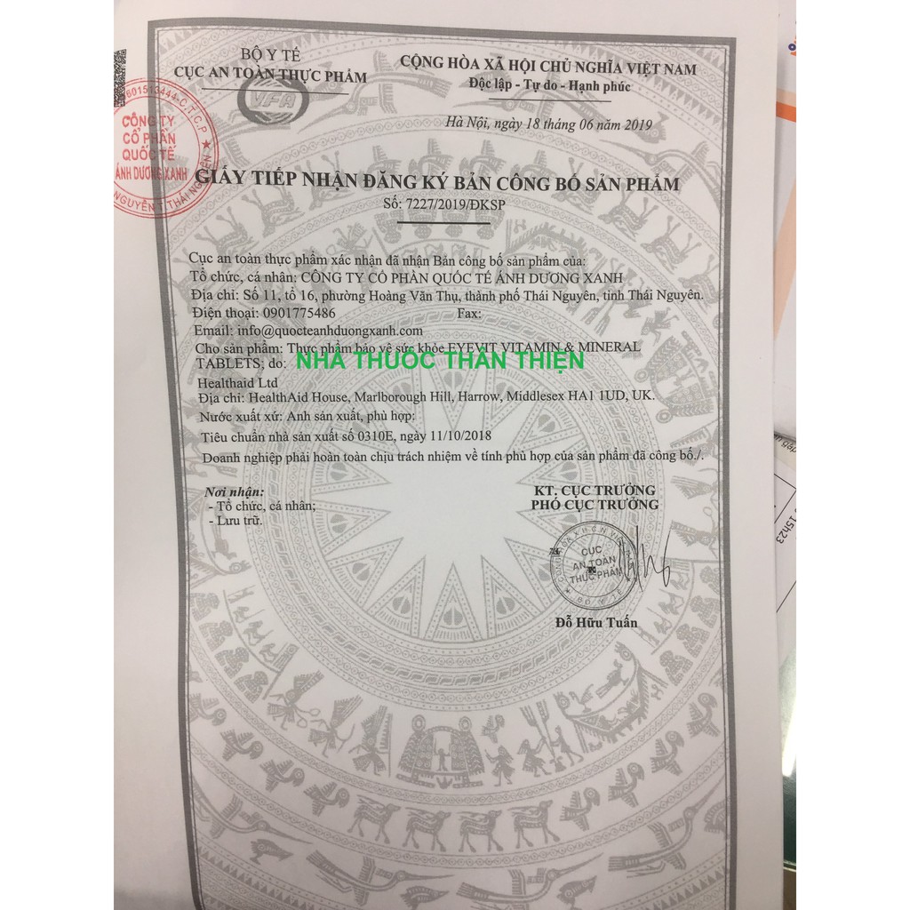 Healthaid Eyevit – Hỗ trợ tăng cường thị lực, giúp mắt sáng khỏe, làm chậm thoái hóa điểm vàng (lọ 60 viên)