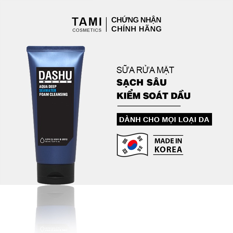 Sữa rửa mặt nam sạch sâu kiểm soát nhờn dành cho mọi loại da DASHU Aqua Deep Seawater SRM01