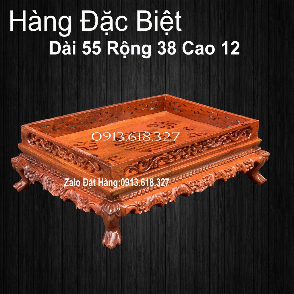 Khay Trà Chân Rồng Phòng Khách Gỗ Hương Cỡ 55x38