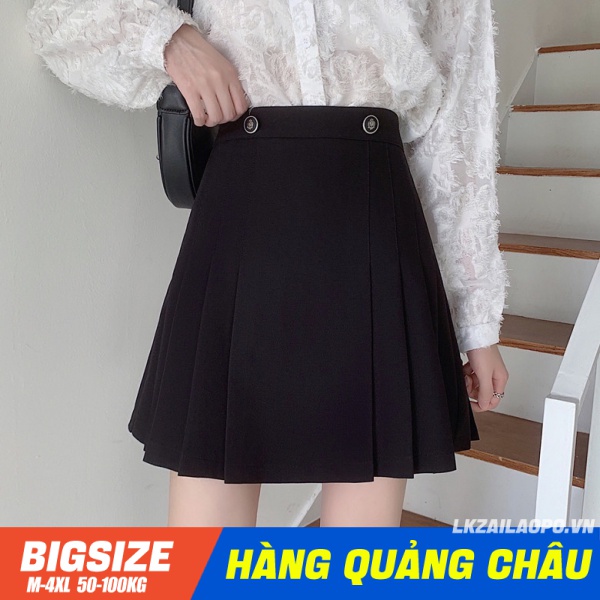 BIGSIZE Nữ (45-100kg) Chân váy chữ A lưng cao xếp ly xinh xắn thời trang - Phong cách Hàn Quốc cạp cao