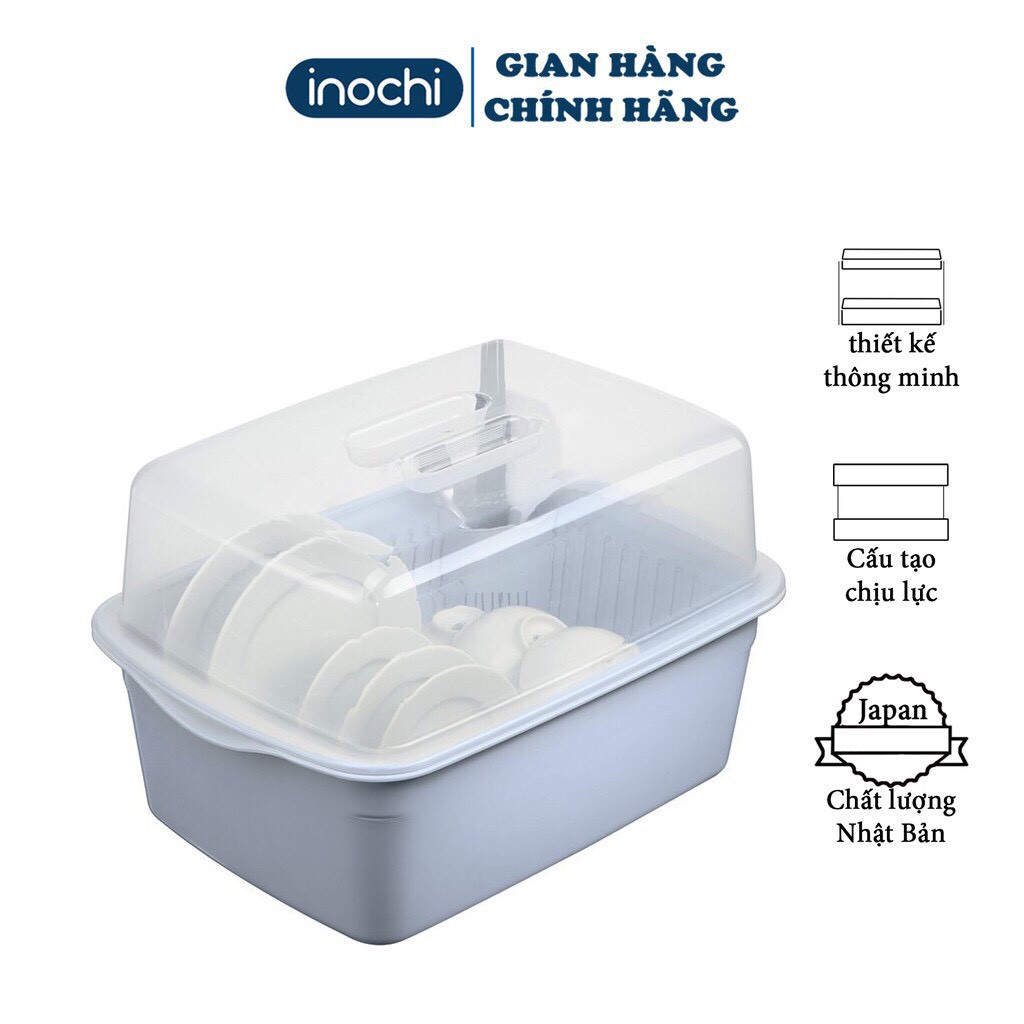 Kệ đựng chén -Bát Nhựa Inox 2 Tầng Inochi Có Khay Thoát Nước Thông Minh Tiện dụng