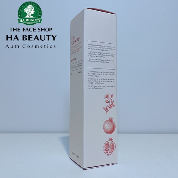 Nước hoa hồng dưỡng ẩm se khít lỗ chân lông cấp ẩm The Face Shop Pomegranate &amp; Collagen Volume Lifting Toner 160ml