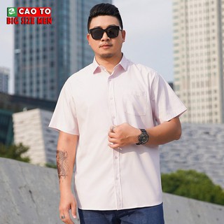 Áo Sơ Mi Trắng Hồng Tay Ngắn Big Size Cho Nam Béo  3XL 4XL 5XL 6XL
