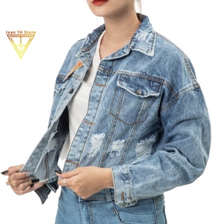 Áo khoác jean nữ TH Store bò xanh cơ bản cá tính phong cách ulzzang chống nắng