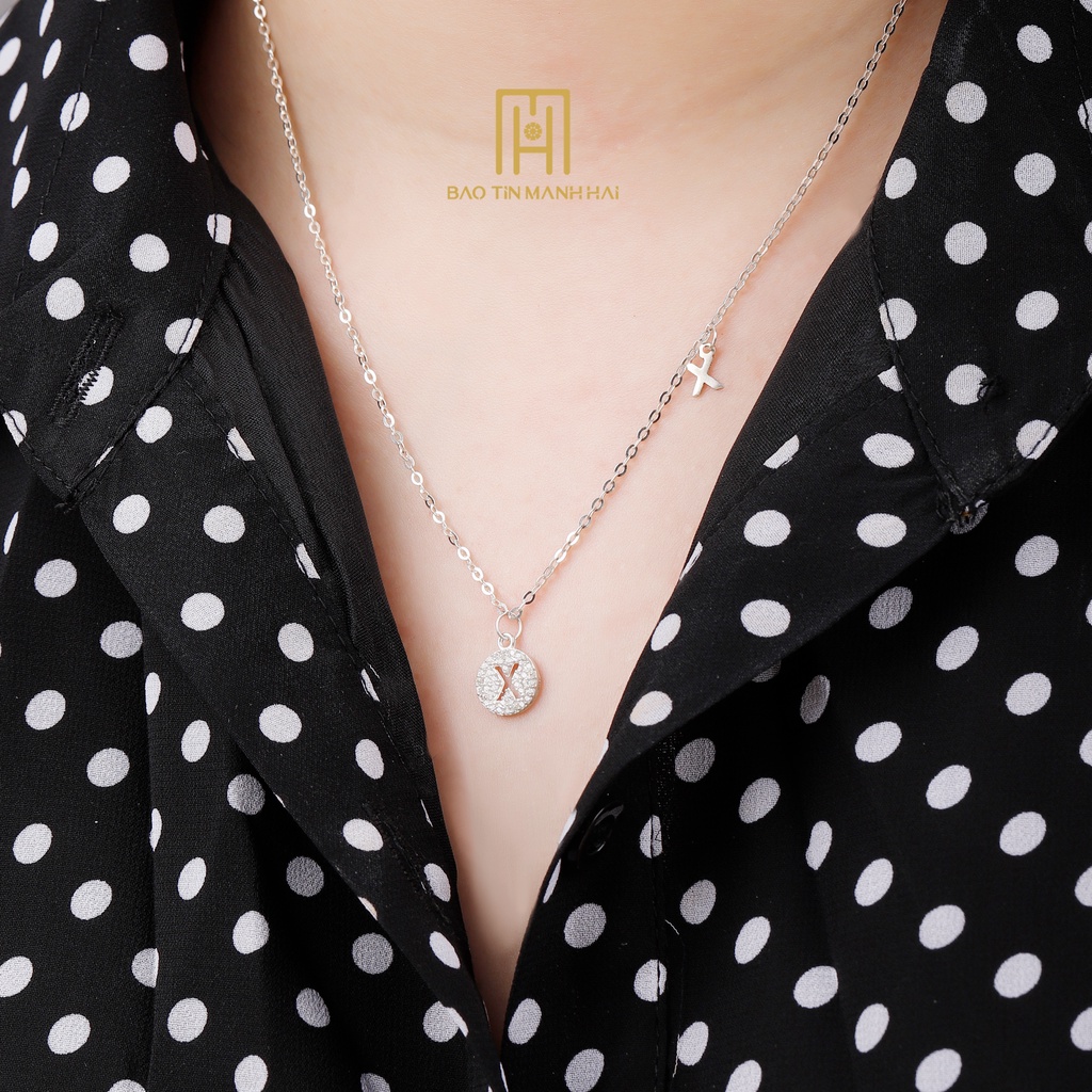 Dây chuyền Bạc ta hình tròn chữ X phong cách Hàn Quốc DB05 Bảo Tín Mạnh Hải