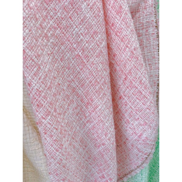 Vải dạ tweed hồng