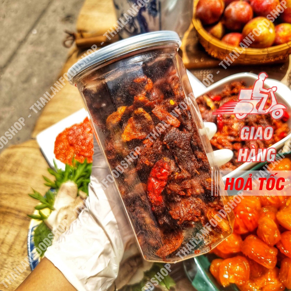 Khô Bò Hồng Ngự Cháy Tỏi Lon 300Gram