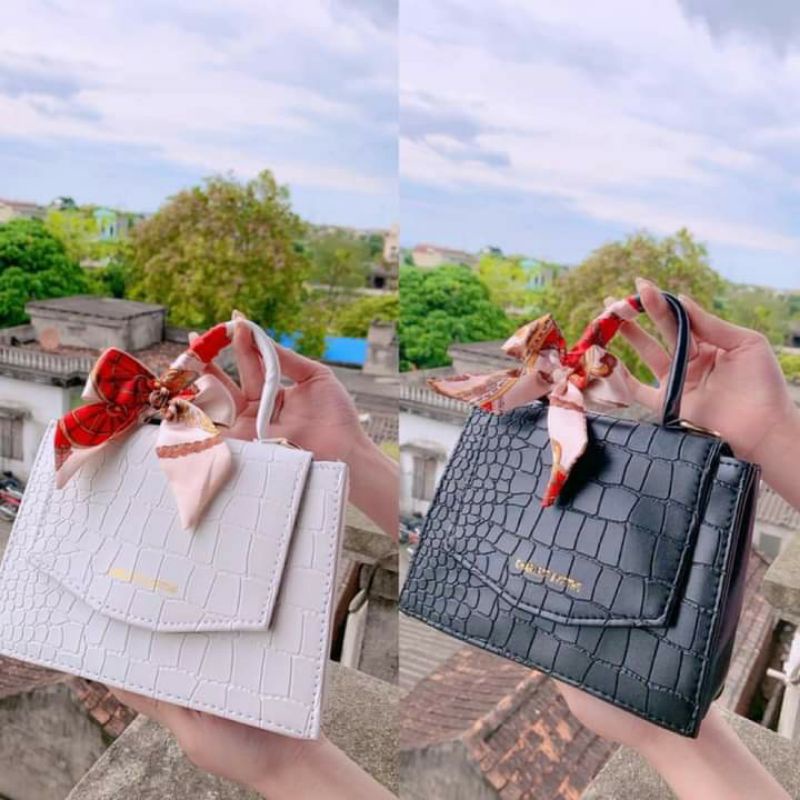 Túi xách nữ cầm tay đeo chéo kèm khăn nơ lụa ❤️. Túi quai xách phong cách teen thời trang hót nhất. M65.
