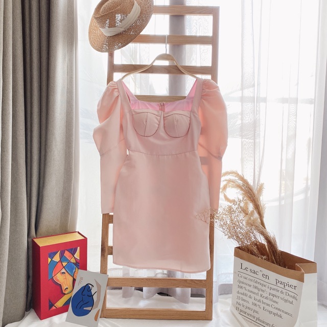 ĐẦM HỒNG RÃ NGỰC TAY DÀI BÚP