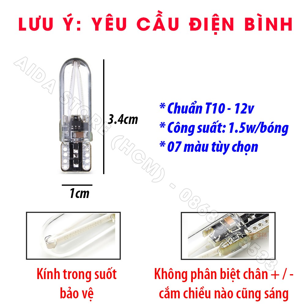 Cặp (02 bóng) đèn LED demi, xi nhan T10 FCOB Dây Filament