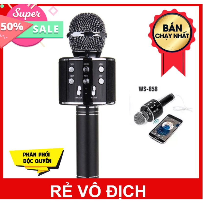 MIC HÁT KARAOKE BLUETOOTH KHÔNG DÂY WS858