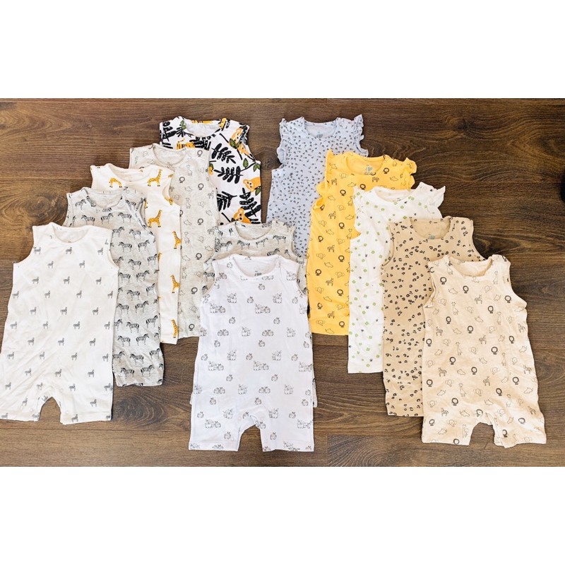 Bộ liền thân romper body đùi sát nách hãng Eco xuất dư chất liệu cotton siêu mềm cho bé cao từ 62-86cm